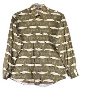 Crossings Shirt Mens Medium Rainbow Trout Casual Pocket Button Down Long Sleeve